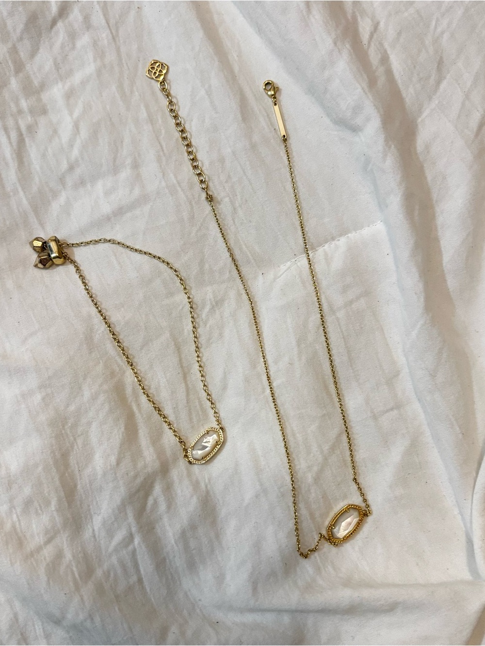 Kendra Scott Set Gold Tone Double Pendant Necklace Bracelet
